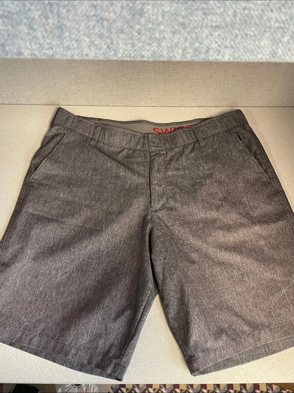 Swiss Tech Men’s Charcoal Flat-Front Shorts